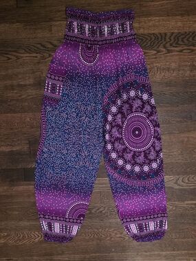 Purple Tribal Chakras Unisex Harem Pants ONE SIZE
